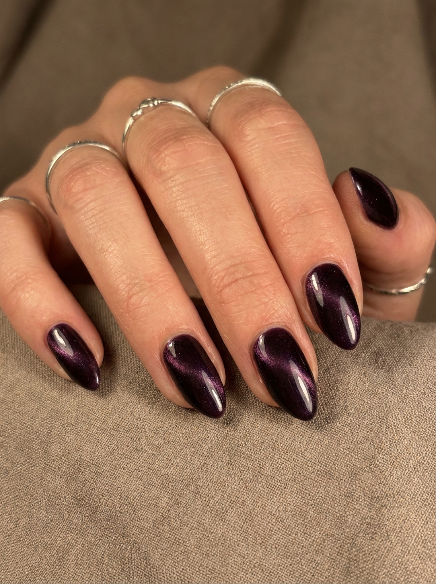 Midnight Plum Cat Eye Nails als Dark Fall Nails Inspiration 2026